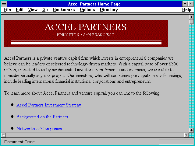 Screenshot of Accel Partners Home Page