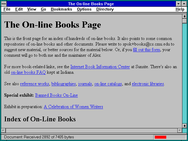 Screenshot of The On-line Books Page