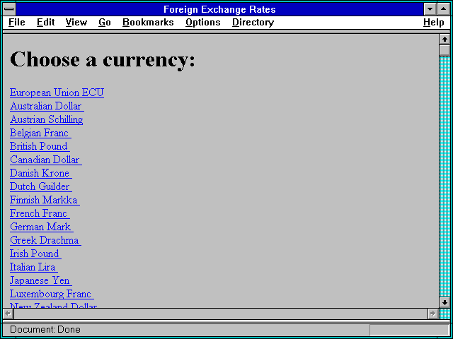 Screenshot of Foreign Exchange Rates