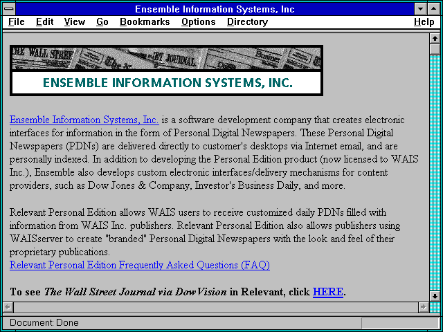 Screenshot of Ensemble Information Systems, Inc.