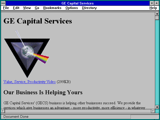 Screenshot of GE Capital Services