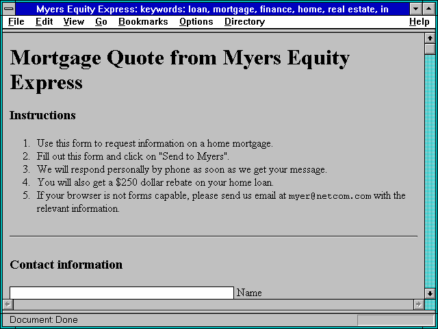 Screenshot of Myers Equity Express