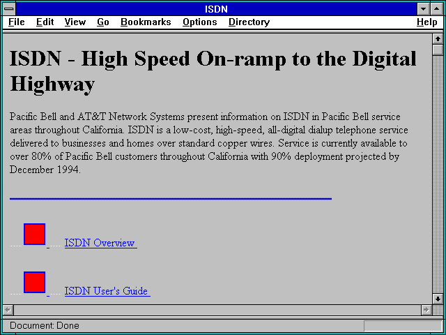 Screenshot of Pacific Bell ISDN Services