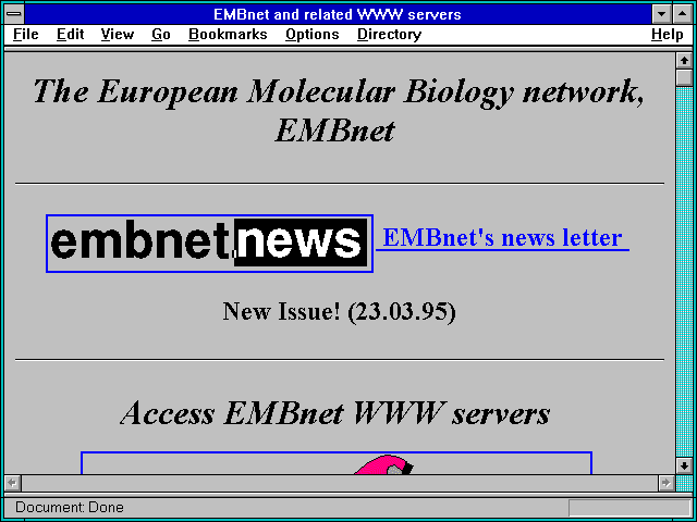 Screenshot of European Molecular Biology Network