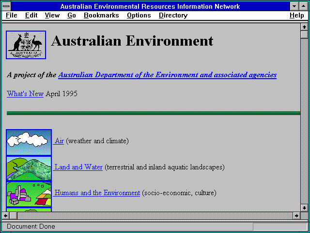 Screenshot of Australian Environmental Resources Information Network