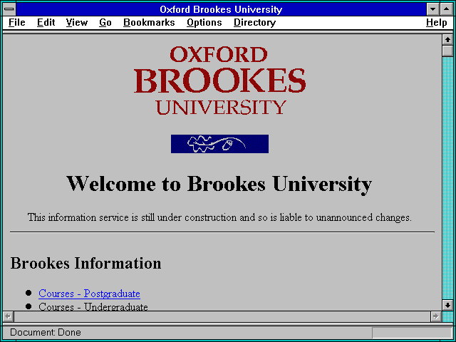 Screenshot of Oxford Brookes University