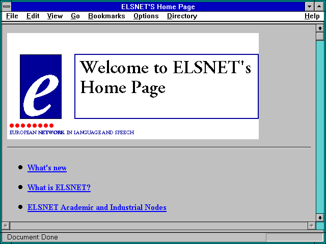Screenshot of ELSNET'S Home Page