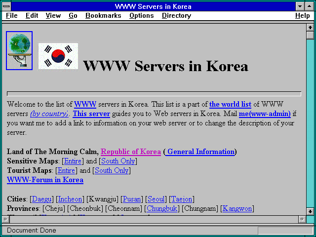 Screenshot of WWW Servers in Korea