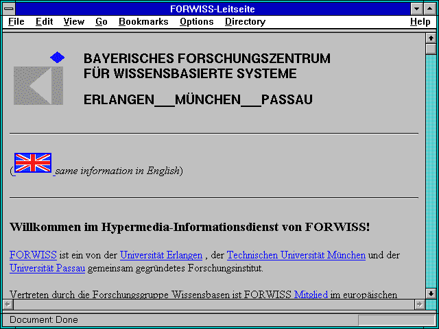 Screenshot of FORWISS-Leitseite