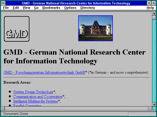 Screenshot of GMD - German National Research Center for Information Technology