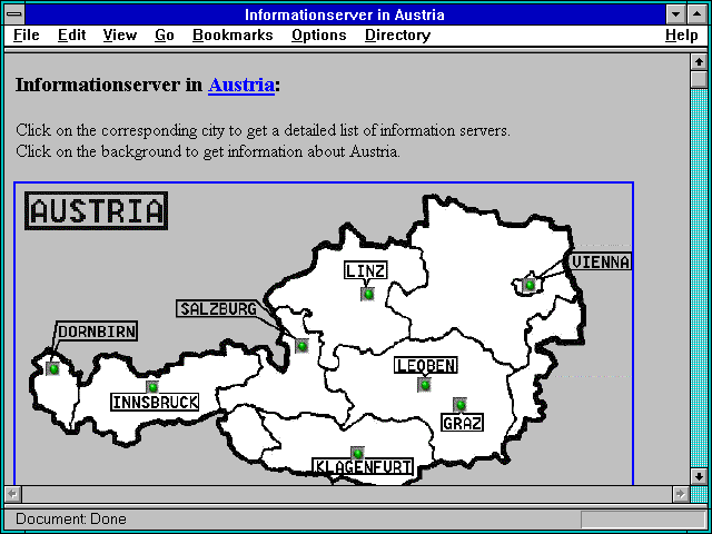 Screenshot of Information Servers in Austria