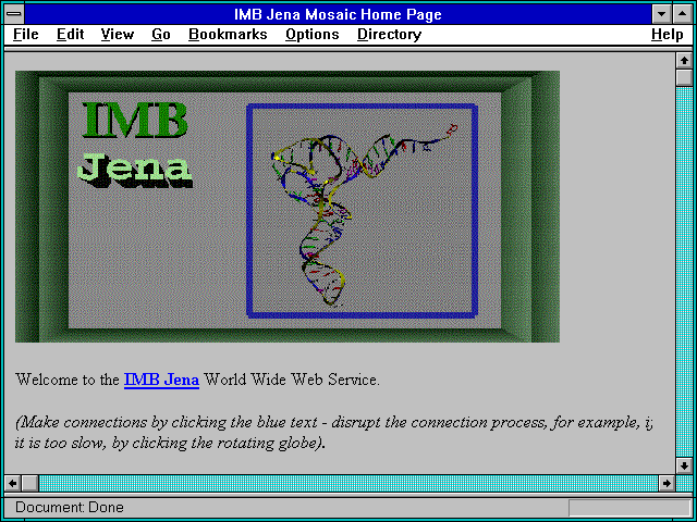 Screenshot of IMB Jena Mosaic Home Page