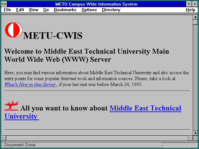 Screenshot of METU Campus Wide Information System
