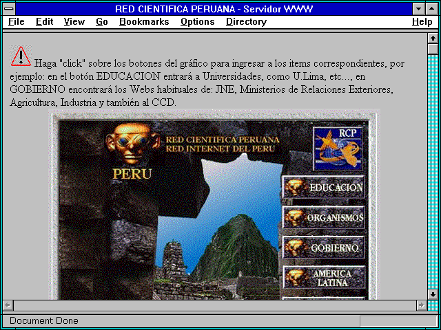 Screenshot of La Red Cientifica Peruana - The Peruvian Network Serve