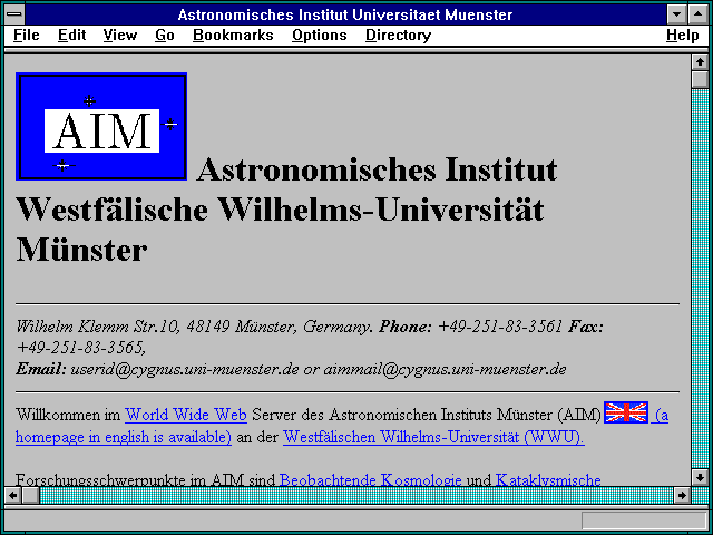 Screenshot of Astronomisches Institut Universitaet Muenster