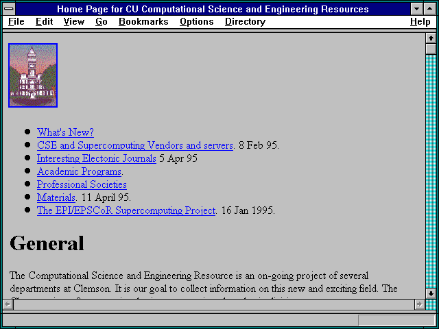 Screenshot of Home Page for CU Computational Science and Engineering Resources