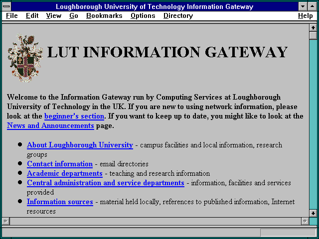 Screenshot of Loughborough University of Technology Information Gateway