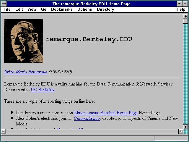 Screenshot of The remarque.Berkeley.EDU Home Page