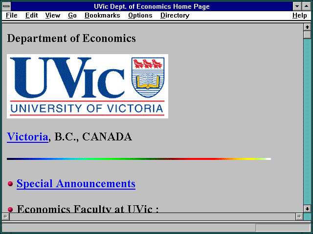 Screenshot of Economics Department, University of Victoria, CANADA