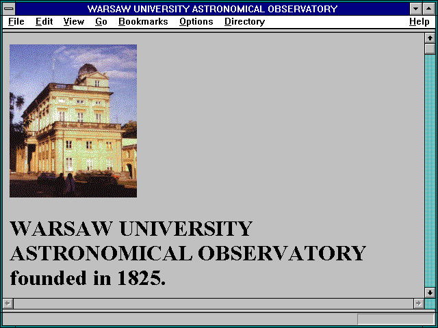 Screenshot of WARSAW UNIVERSITY ASTRONOMICAL OBSERVATORY