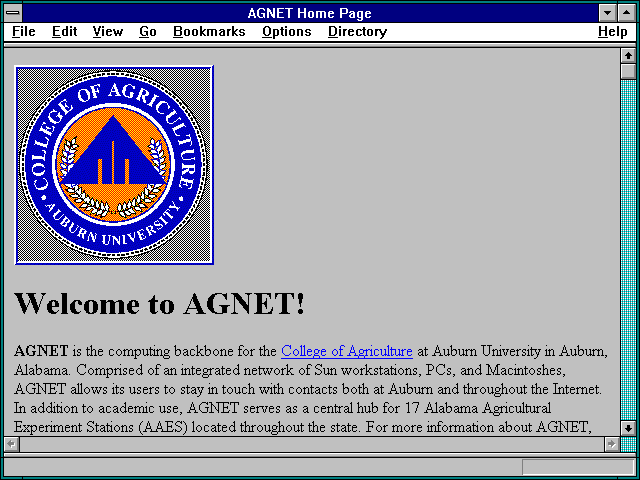 Screenshot of AGNET Home Page