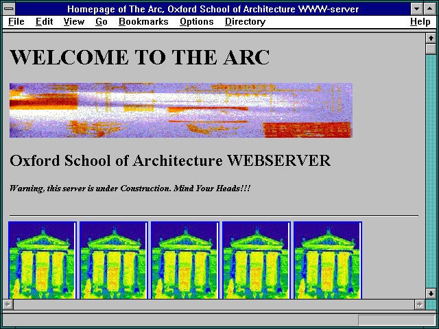 Screenshot of Homepage of The Arc Oxford School of Architecture WWW-server