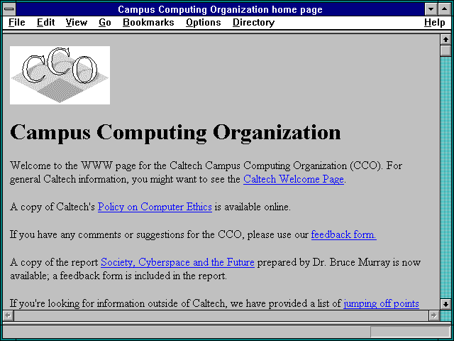 Screenshot of Campus Computing Organization home page