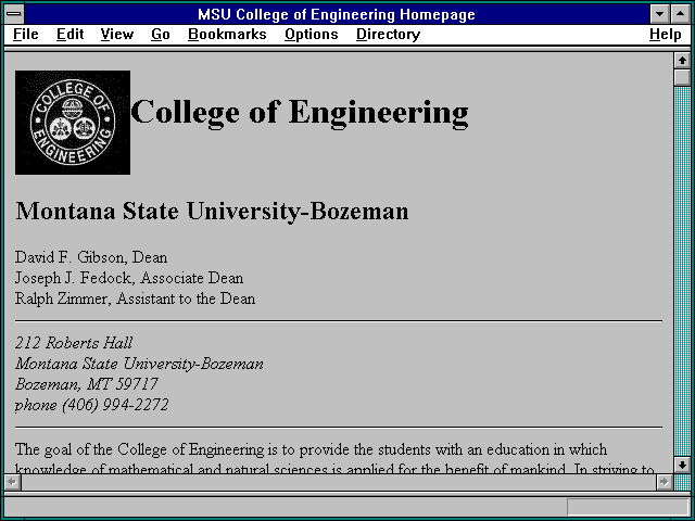 Screenshot of MSU College of Engineering Homepage