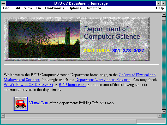 Screenshot of BYU CS Department Homepage