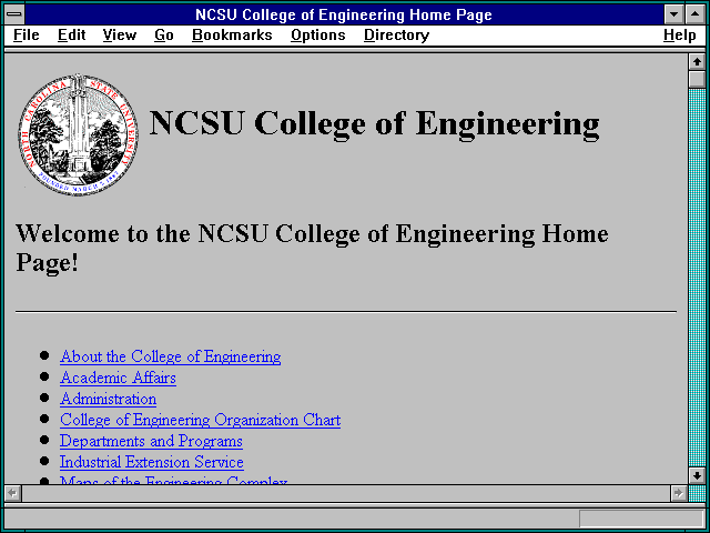 Screenshot of NCSU College of Engineering Home Page