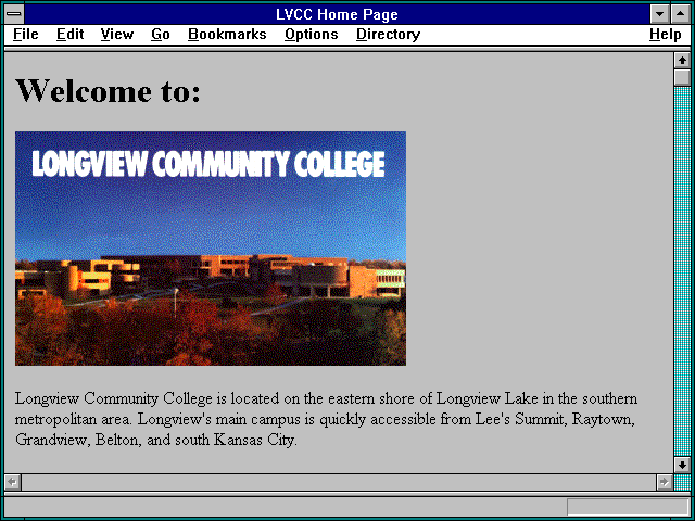 Screenshot of LVCC Home Page