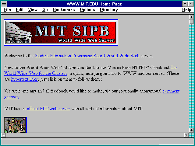 Screenshot of WWW.MIT.EDU Home Page