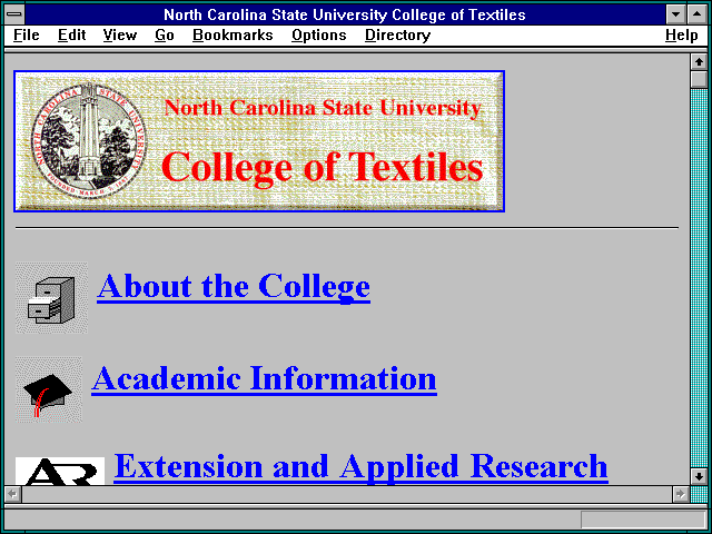 Screenshot of North Carolina State University College of Textiles