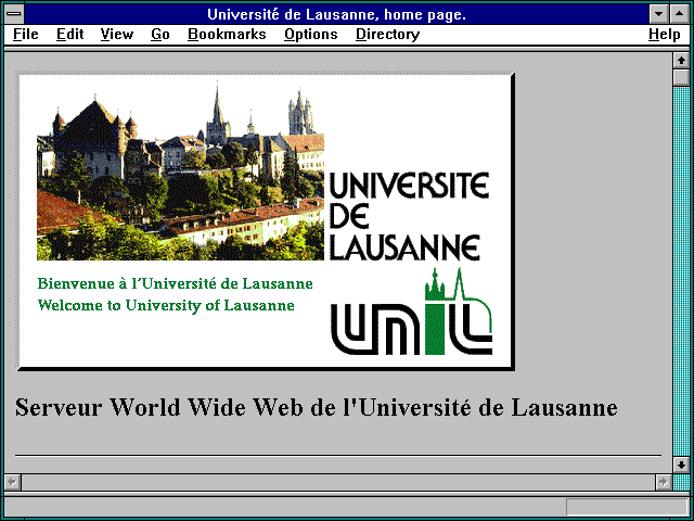 Screenshot of Universite de Lausanne home page.