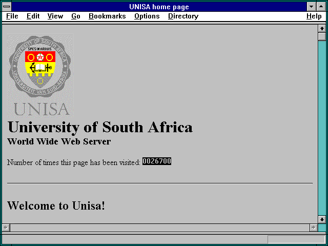 Screenshot of University of South Africa