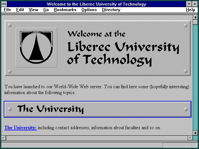Screenshot of Welcome to the Liberec University of Technology