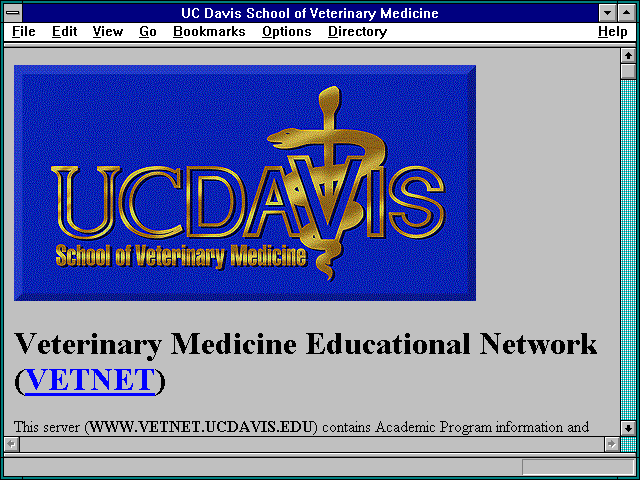 Screenshot of UC Davis School of Veterinary Medicine