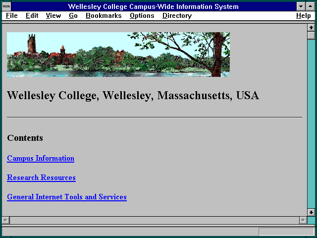 Screenshot of Wellesley College Campus-Wide Information System