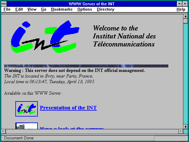 Screenshot of WWW Server of the INT