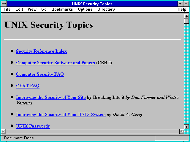 Screenshot of UNIX Security Topics