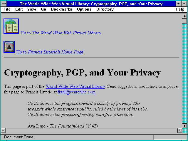Screenshot of Cryptography, PGP, and Your Privacy