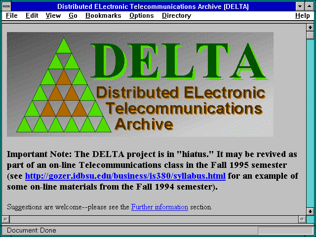 Screenshot of Distributed ELectronic Telecommunications Archive (DELTA)