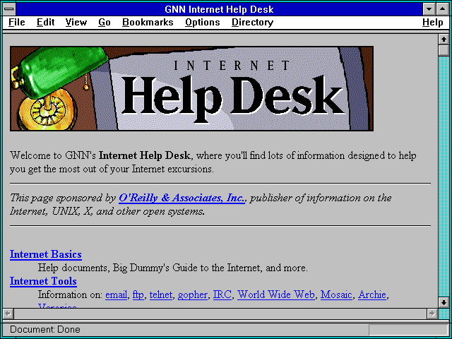 Screenshot of GNN Internet Help Desk