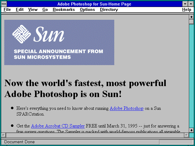 Screenshot of Adobe Photoshop for Sun-Home Page