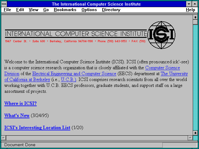 Screenshot of The International Computer Science Institute