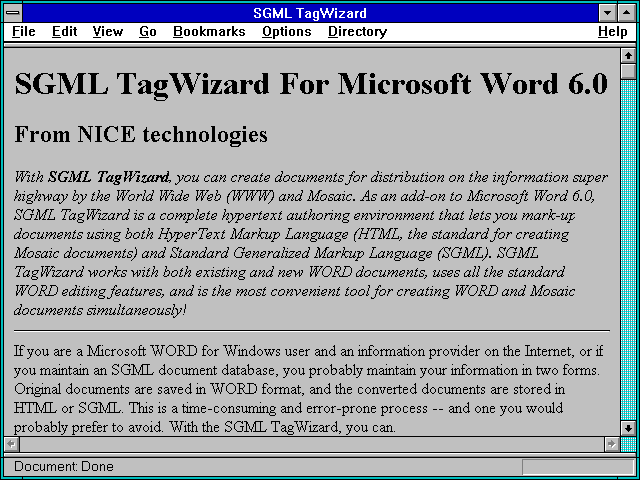Screenshot of SGML TagWizard
