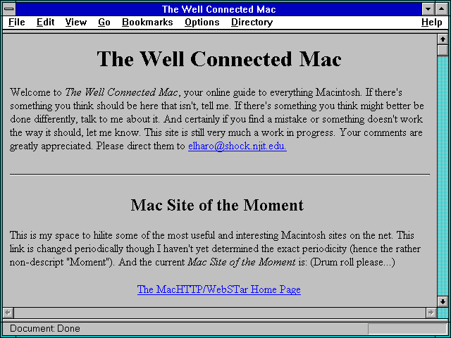 Screenshot of Macintosh Users Area (Well-Connected Mac Server)