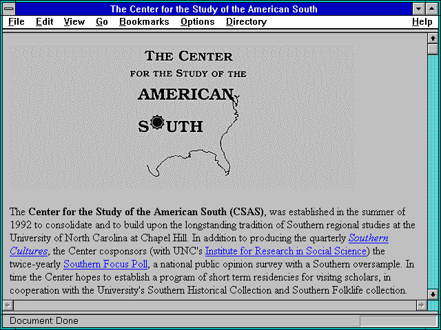 Screenshot of The Center for the Study of the American South