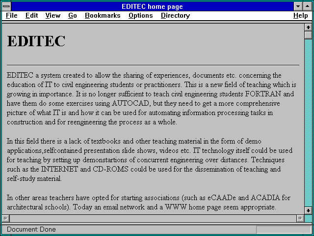 Screenshot of EDITEC home page