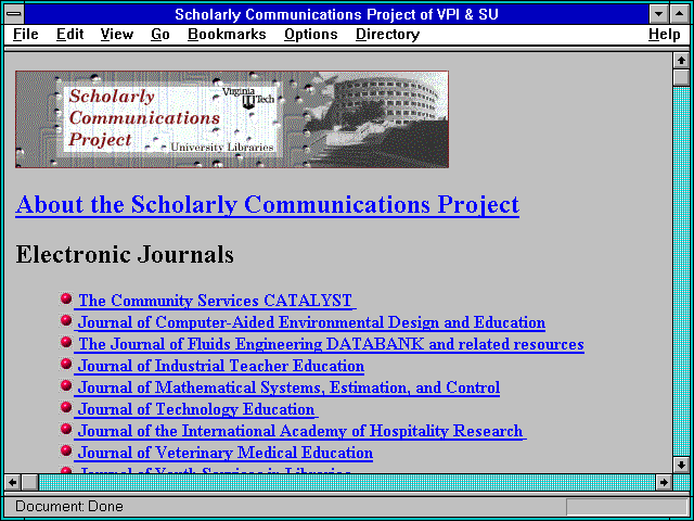 Screenshot of Scholarly Communications Project Archive